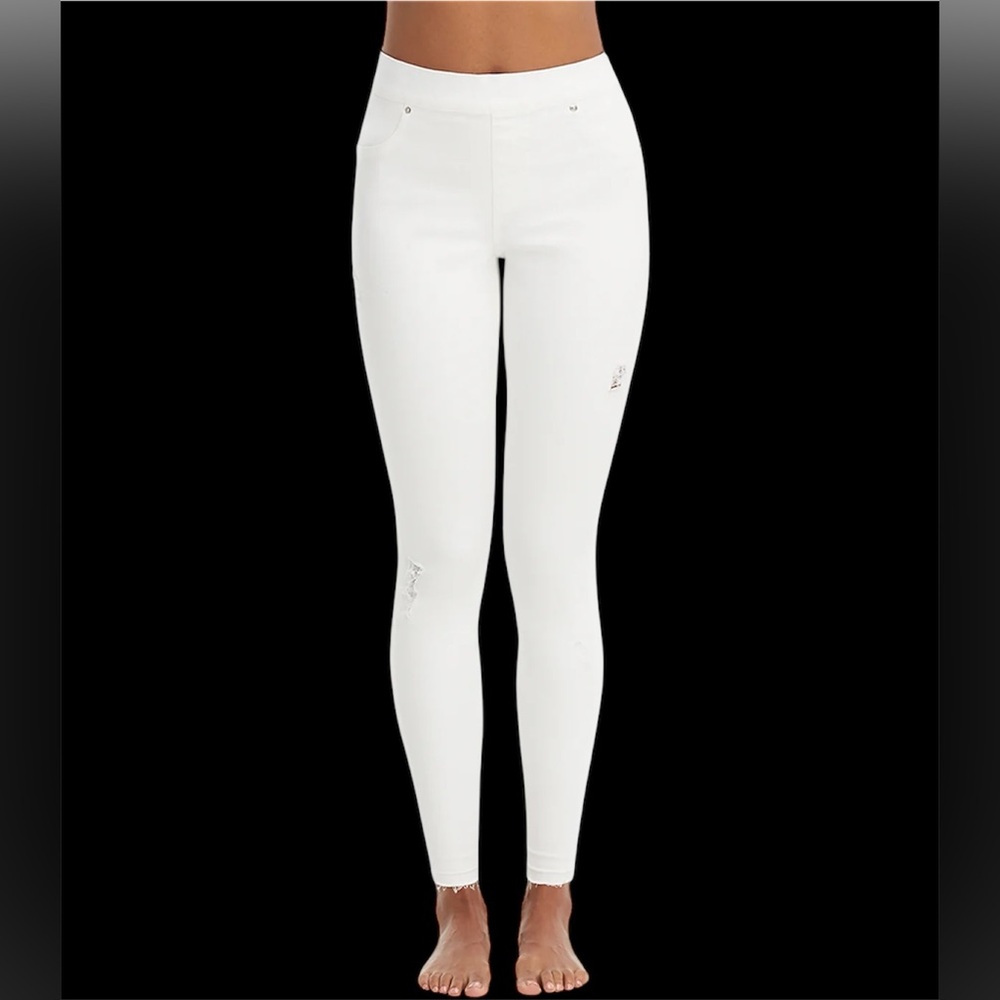 NWT SPANX Distressed Skinny Leggings Jeans White Sz M 6-8